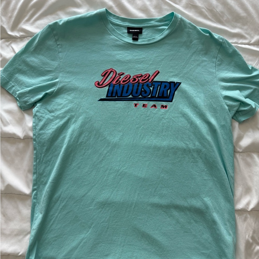 Diesel Men's Aqua Blue Graphic T-Shirt